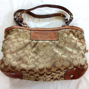 Coach Leather Handcrafted Bag Tan Brown‎